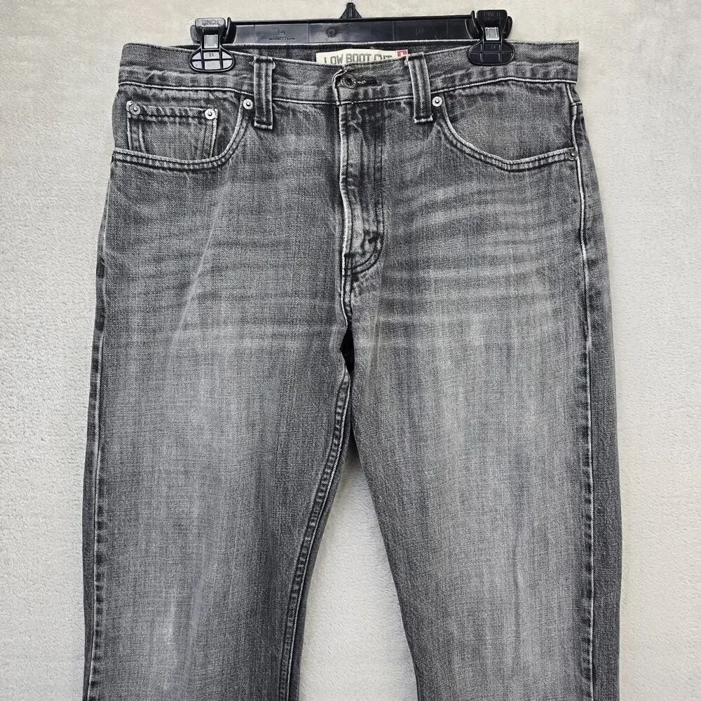 VTG Levis 527 Low Bootcut Jeans Mens 34x32 Faded Black Gray Denim Whiskers Y2K